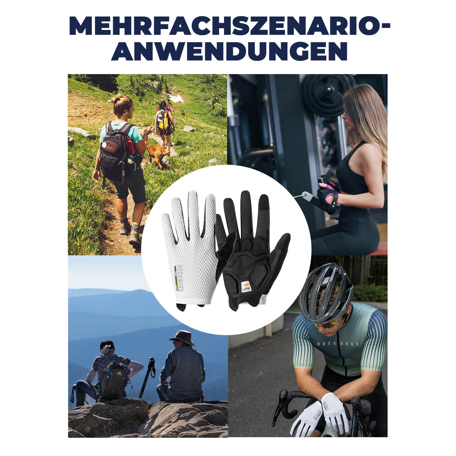 ROAD TO SKY Touchscreen Fahrradhandschuhe SBR Polsterung atmungsaktiv - Fahrradhandschuhe ROCKBROS - EU - NooMii