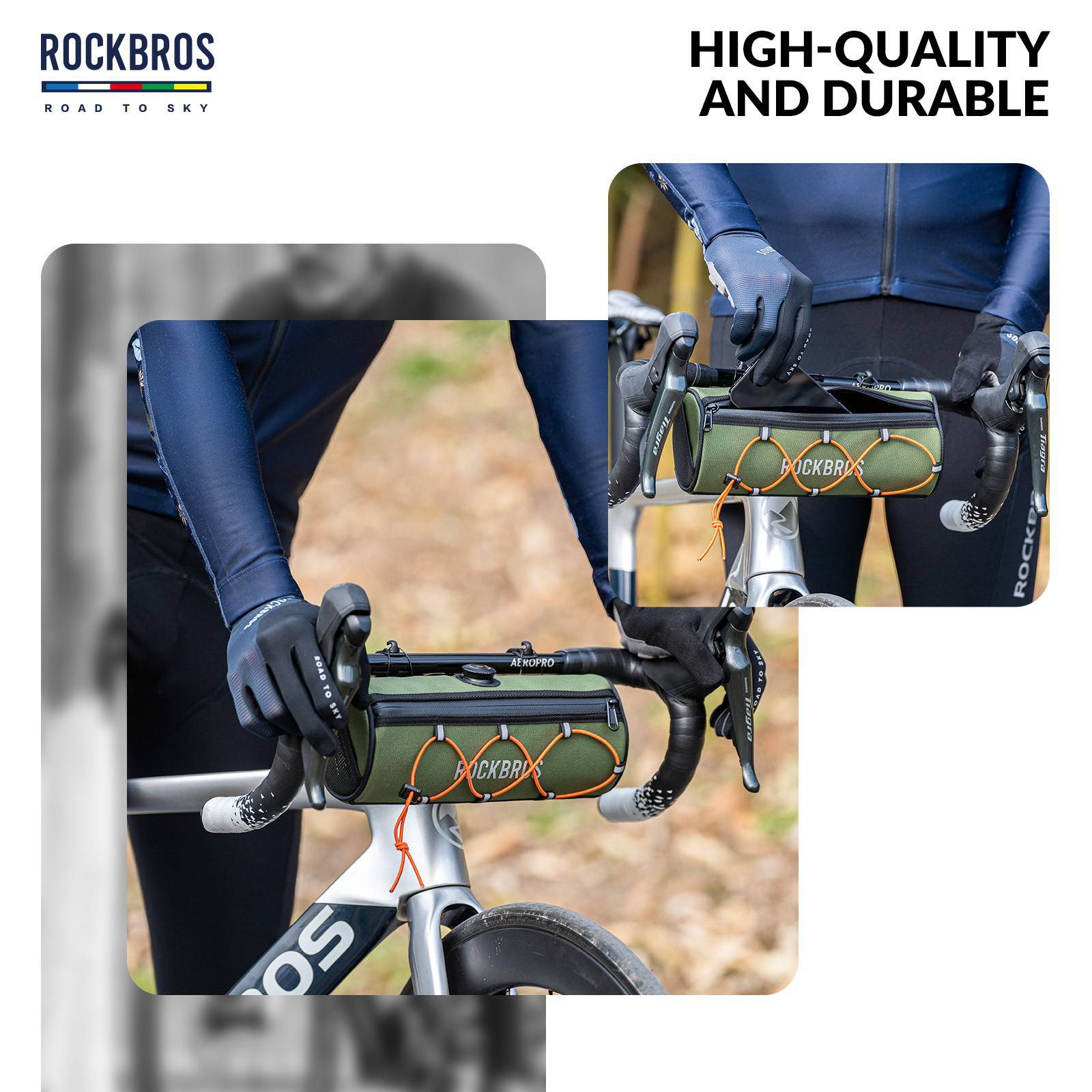 ROAD TO SKY Wasserdichte Reflektierende Zylindrische Lenkertasche - Fahrradtaschen ROCKBROS - EU - NooMii