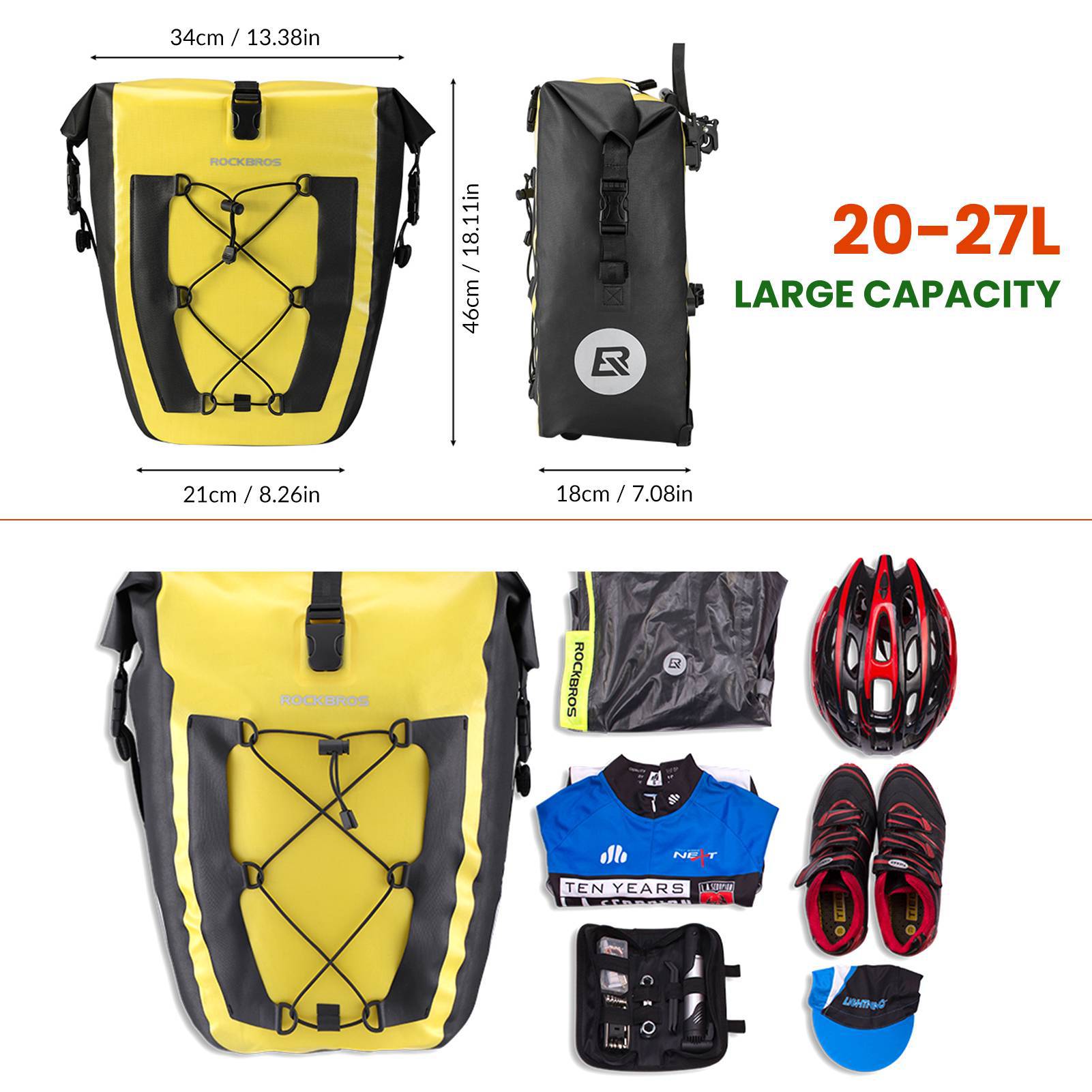 ROCKBROS 100 % wasserdichte Transporttaschen mit Netztasche 27L - Fahrradtaschen ROCKBROS - EU - NooMii
