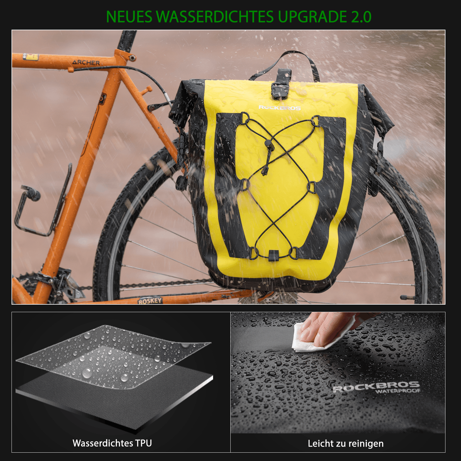 ROCKBROS 100 % wasserdichte Transporttaschen mit Netztasche 27L - Fahrradtaschen ROCKBROS - EU - NooMii