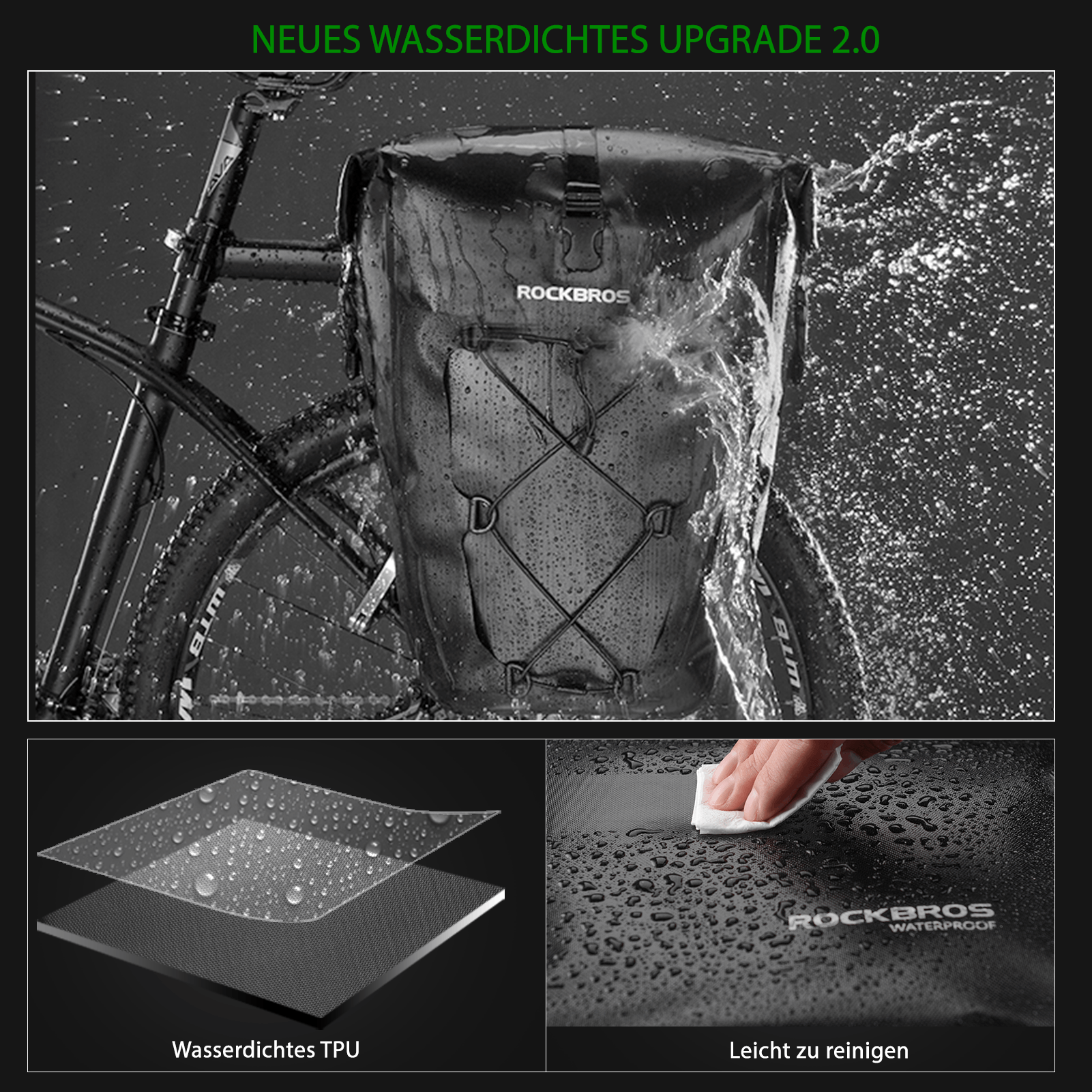 ROCKBROS 100 % wasserdichte Transporttaschen mit Netztasche 27L - Fahrradtaschen ROCKBROS - EU - NooMii