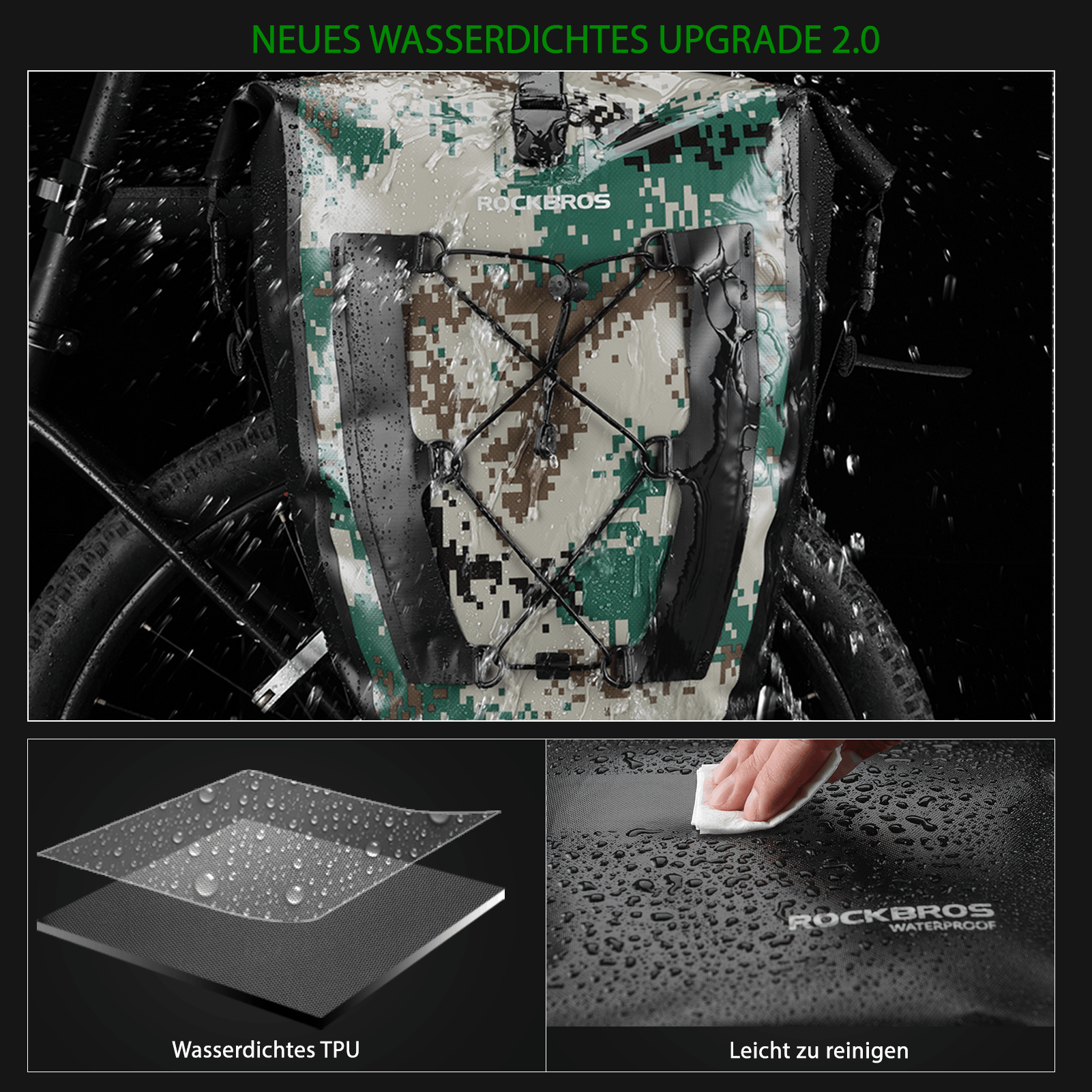 ROCKBROS 100 % wasserdichte Transporttaschen mit Netztasche 27L - Fahrradtaschen ROCKBROS - EU - NooMii