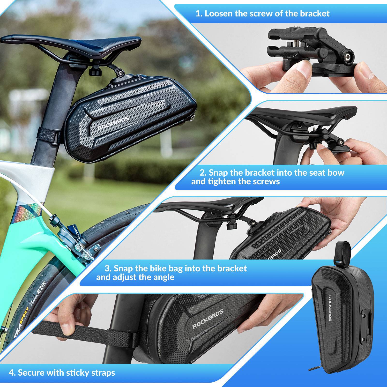 ROCKBROS 3D Hard Shell Fahrrad Satteltasche mit Schnellverschluss 1,8L - Fahrradtaschen ROCKBROS - EU - NooMii