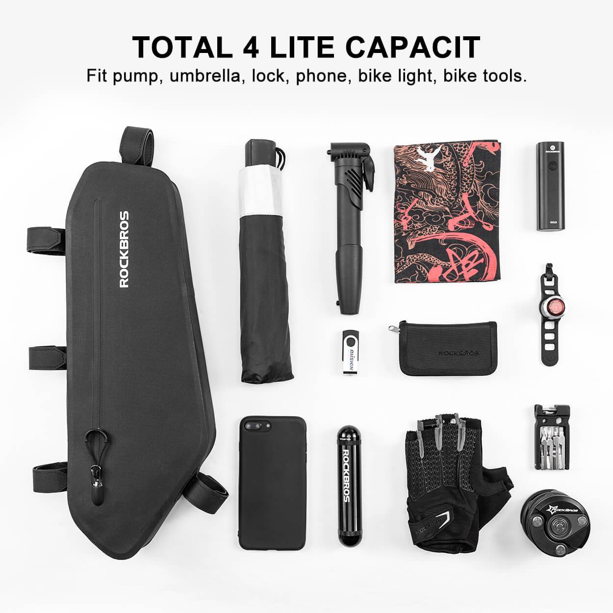 ROCKBROS 4L Wasserabweisend Rahmentasche Dreiecktasche Schwarz - Fahrradtaschen ROCKBROS - EU - NooMii