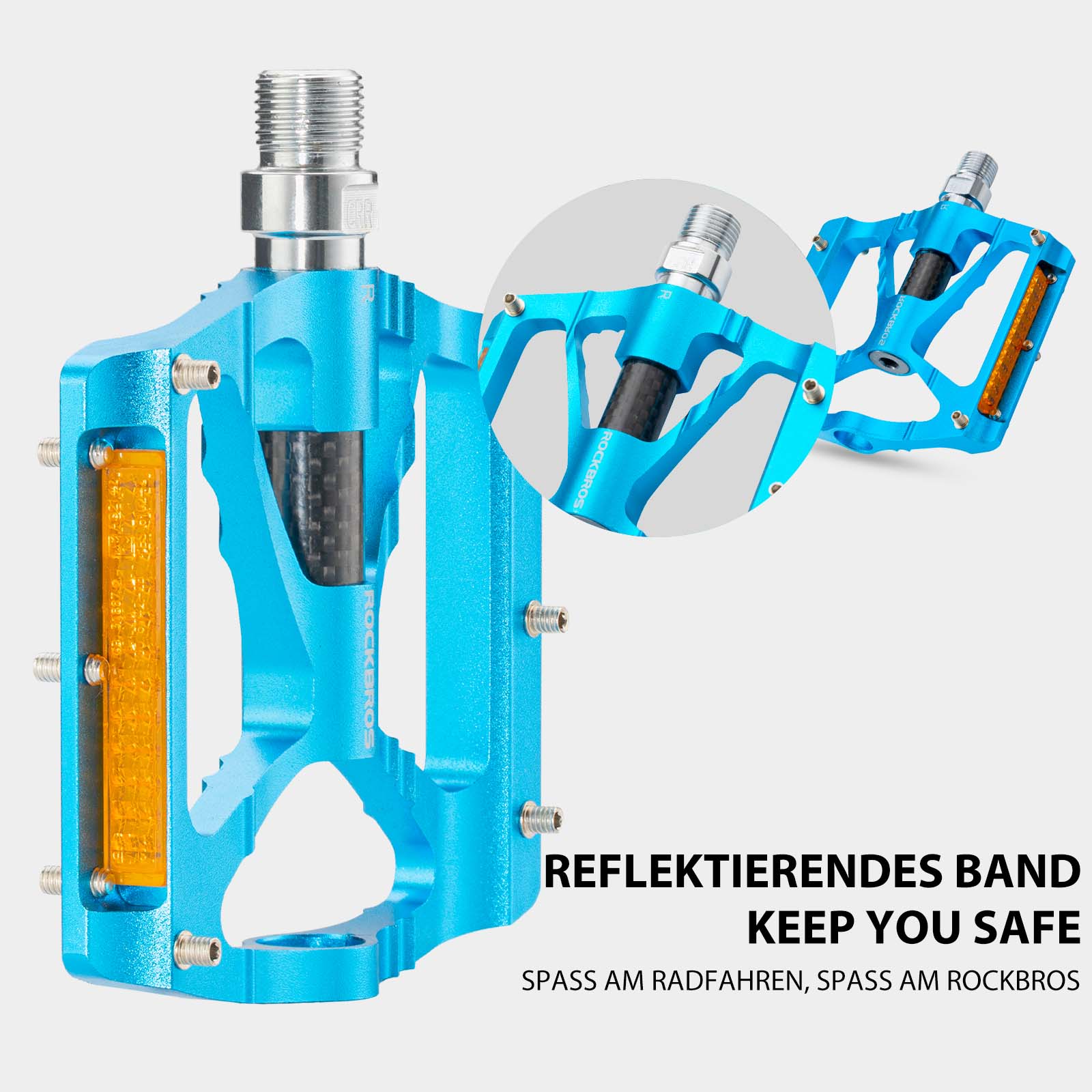 ROCKBROS Alu Fahrradpedale 9/16 Zoll mit zwei PVC Reflektoren - Fahrradpedale ROCKBROS - EU - NooMii