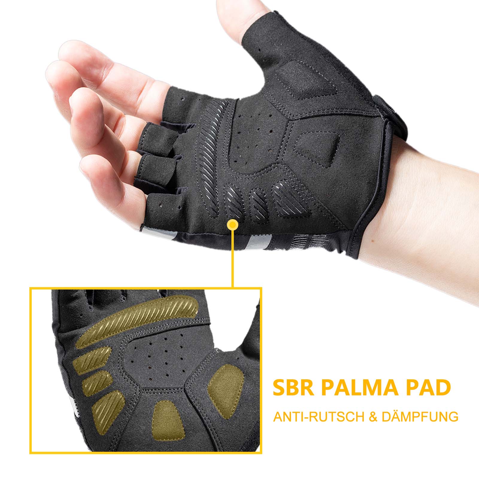 ROCKBROS Antirutsch - Reithandschuhe mit reflektierenden Halbfingern S - XXL - Fahrradhandschuhe ROCKBROS - EU - NooMii