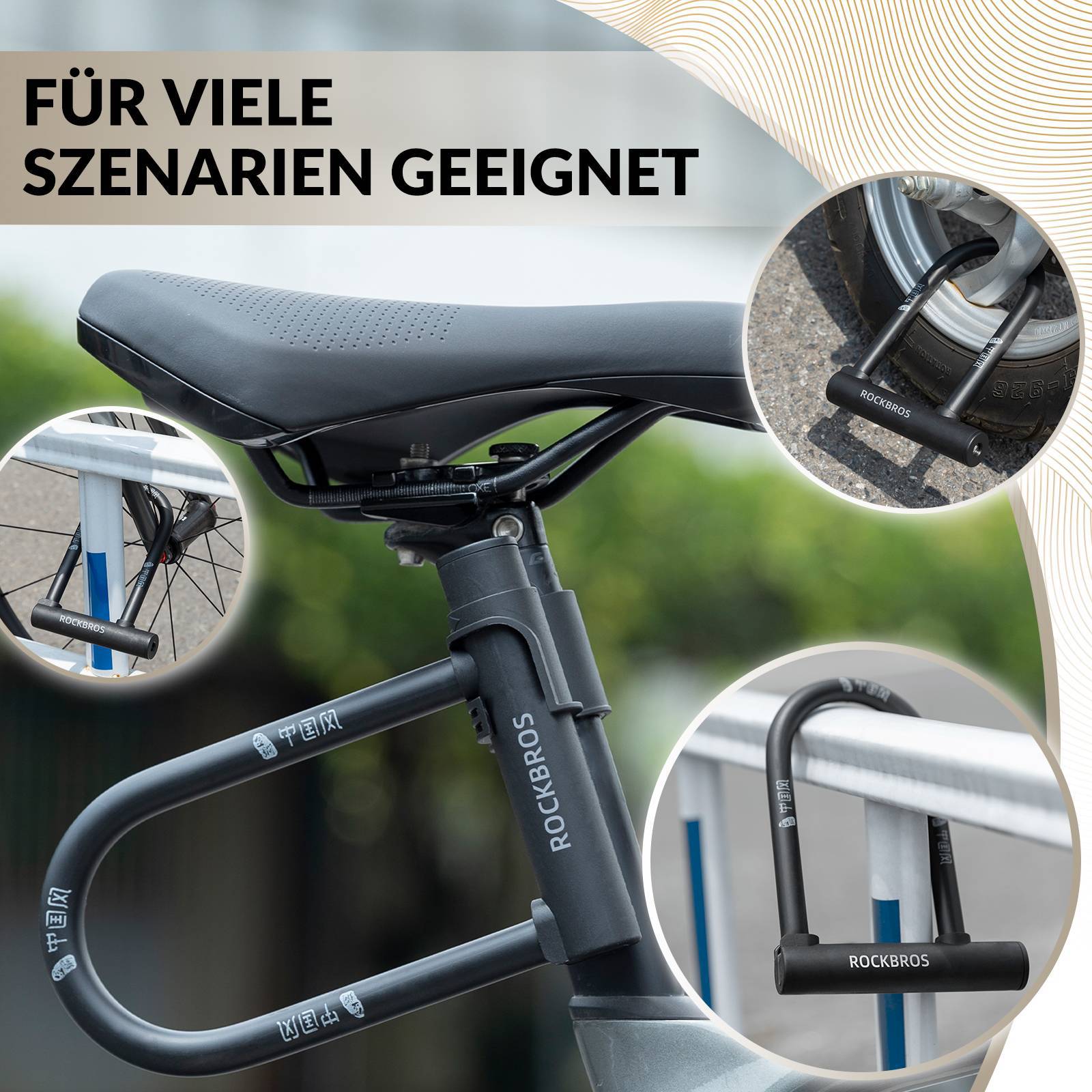ROCKBROS Bügelschloss Fahrradschloss Hohe Sicherheit Schlösser Wasserdicht - Fahrradschloss ROCKBROS - EU - NooMii