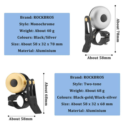 ROCKBROS Classic Brass Fahrradklingel Mini Fahrradglocken 1 - 2 Ringtone - Fahrradklingel ROCKBROS - EU - NooMii