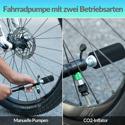 ROCKBROS CO2 Fahrradpumpe 110 PSI Aluminium Minipumpe Schwarz - Fahrrad Luftpumpen ROCKBROS - EU - NooMii