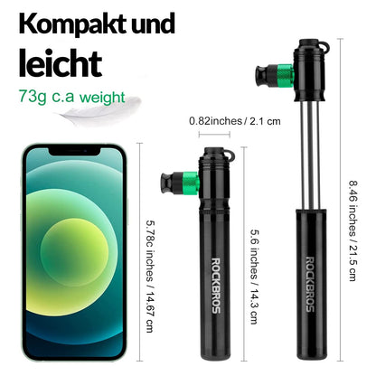 ROCKBROS CO2 Fahrradpumpe 110 PSI Aluminium Minipumpe Schwarz - Fahrrad Luftpumpen ROCKBROS - EU - NooMii