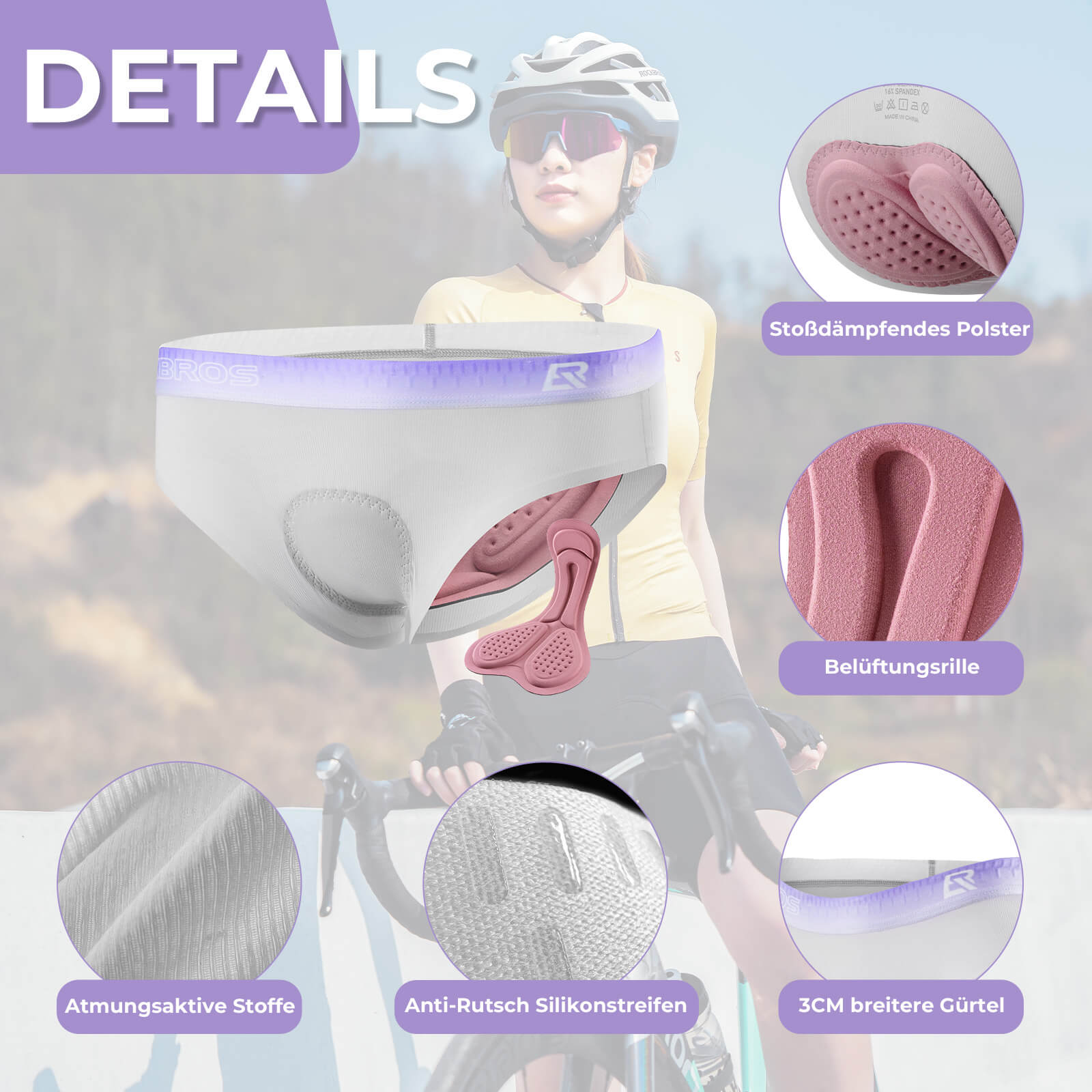 ROCKBROS Damen Radunterhose Atmungsaktive 4D Gepolsterte Radlerhose Elastisch - Fahrradhose ROCKBROS - EU - NooMii