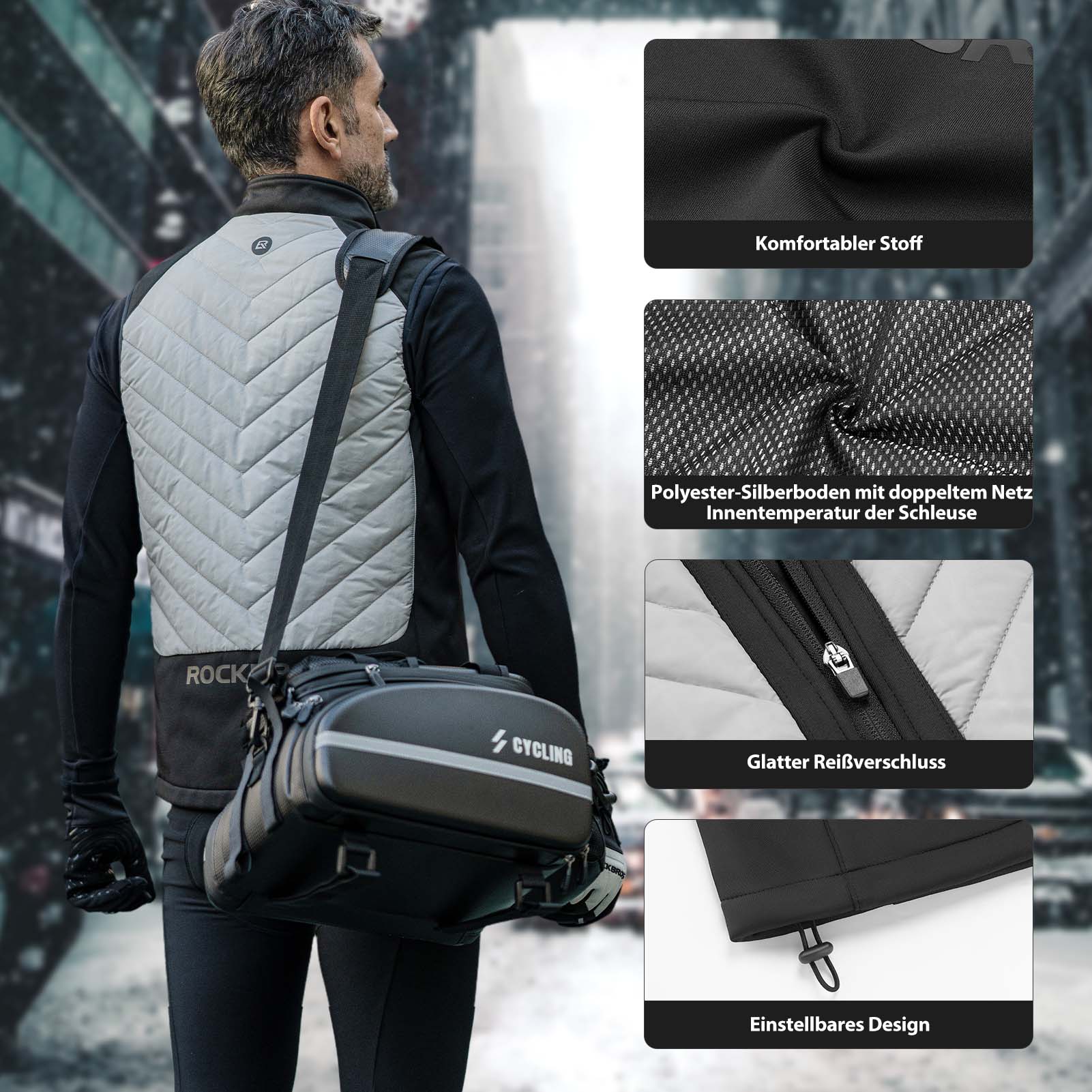 ROCKBROS Elektrische Beheizte Weste mit 3 Temperaturstufen für Herren/Damen - Fahrradjacke ROCKBROS - EU - NooMii