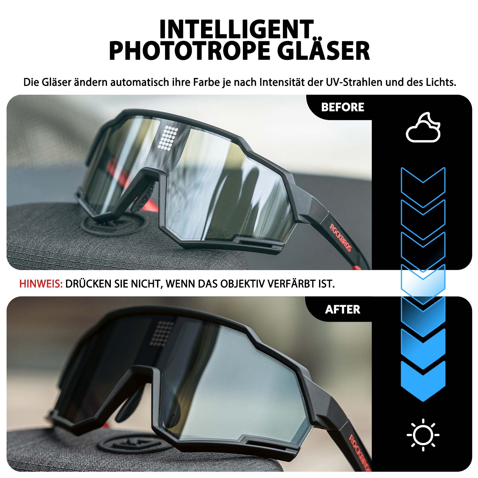 ROCKBROS elektronische Selbsttönend Brille intelligente Fahrradbrille - Fahrradbrille ROCKBROS - EU - NooMii