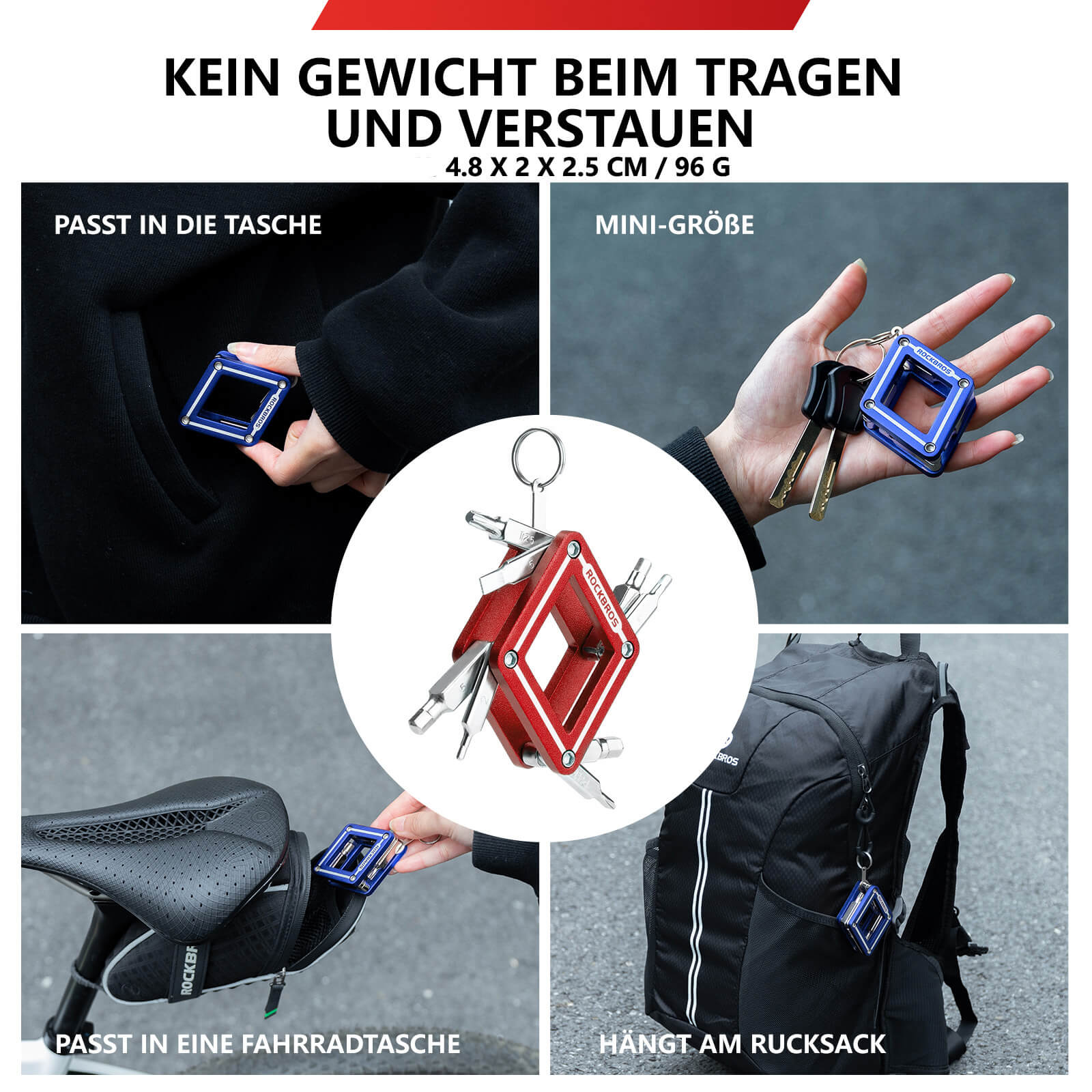 ROCKBROS Fahrrad 8 in 1 Reparatur - Werkzeug - Set Faltbares Reparaturset - Werkzeuge ROCKBROS - EU - NooMii