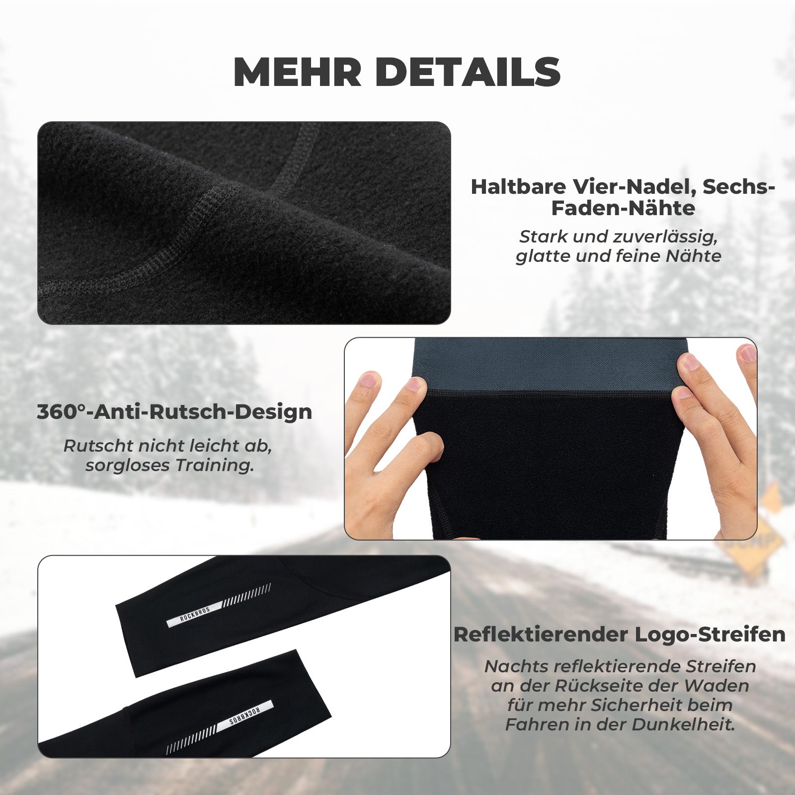 ROCKBROS Fahrrad Beinlinge Warm Rutschfeste Winter Knieschützer Herren Damen - Armlinge & Beinlinge ROCKBROS - EU - NooMii