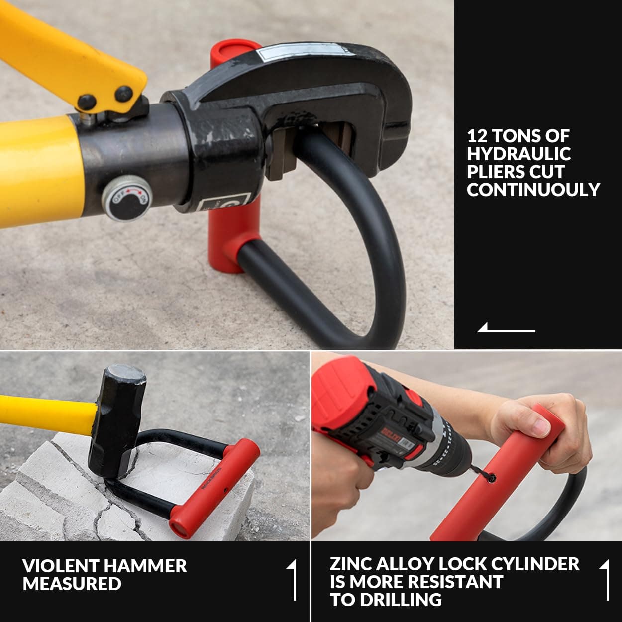ROCKBROS Fahrrad Bügelschloss für Fahrräder & Motorräder aus legiertem - Fahrradschloss ROCKBROS - EU - NooMii