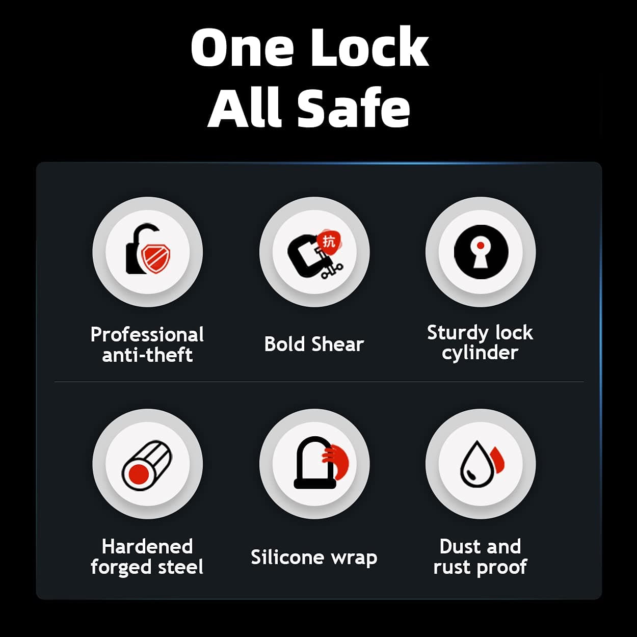 ROCKBROS Fahrrad Bügelschloss für Fahrräder & Motorräder aus legiertem - Fahrradschloss ROCKBROS - EU - NooMii