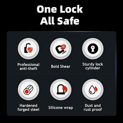 ROCKBROS Fahrrad Bügelschloss für Fahrräder & Motorräder aus legiertem - Fahrradschloss ROCKBROS - EU - NooMii