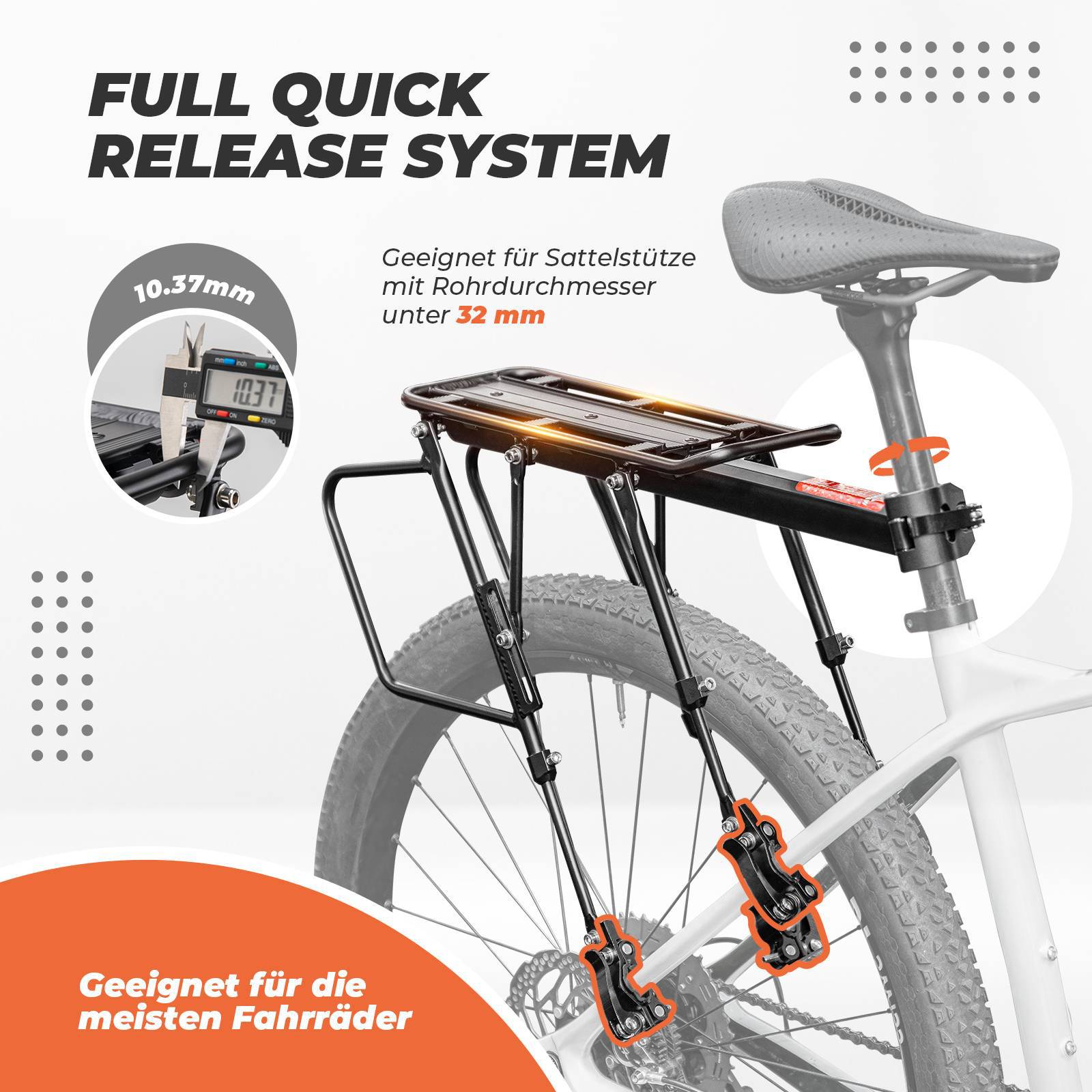 ROCKBROS Fahrrad Gepäckträger Verstellbar mit Schnellspanner Reflektor - Fahrradgepäckträger ROCKBROS - EU - NooMii