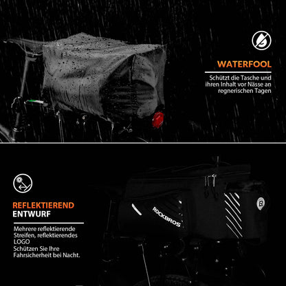ROCKBROS Fahrrad Gepäckträgertasche Schwarz 9 - 12L mit 2 faltbare Seitentaschen - Fahrradtaschen ROCKBROS - EU - NooMii