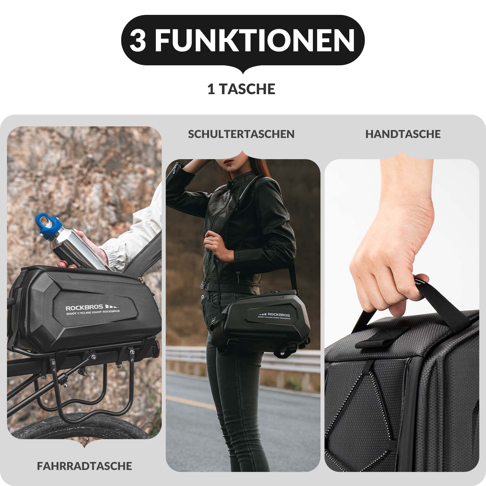 ROCKBROS Fahrrad Gepäckträgertasche Wasserdicht 9L mit Regenschutz und Schultergurt - Fahrradtaschen ROCKBROS - EU - NooMii