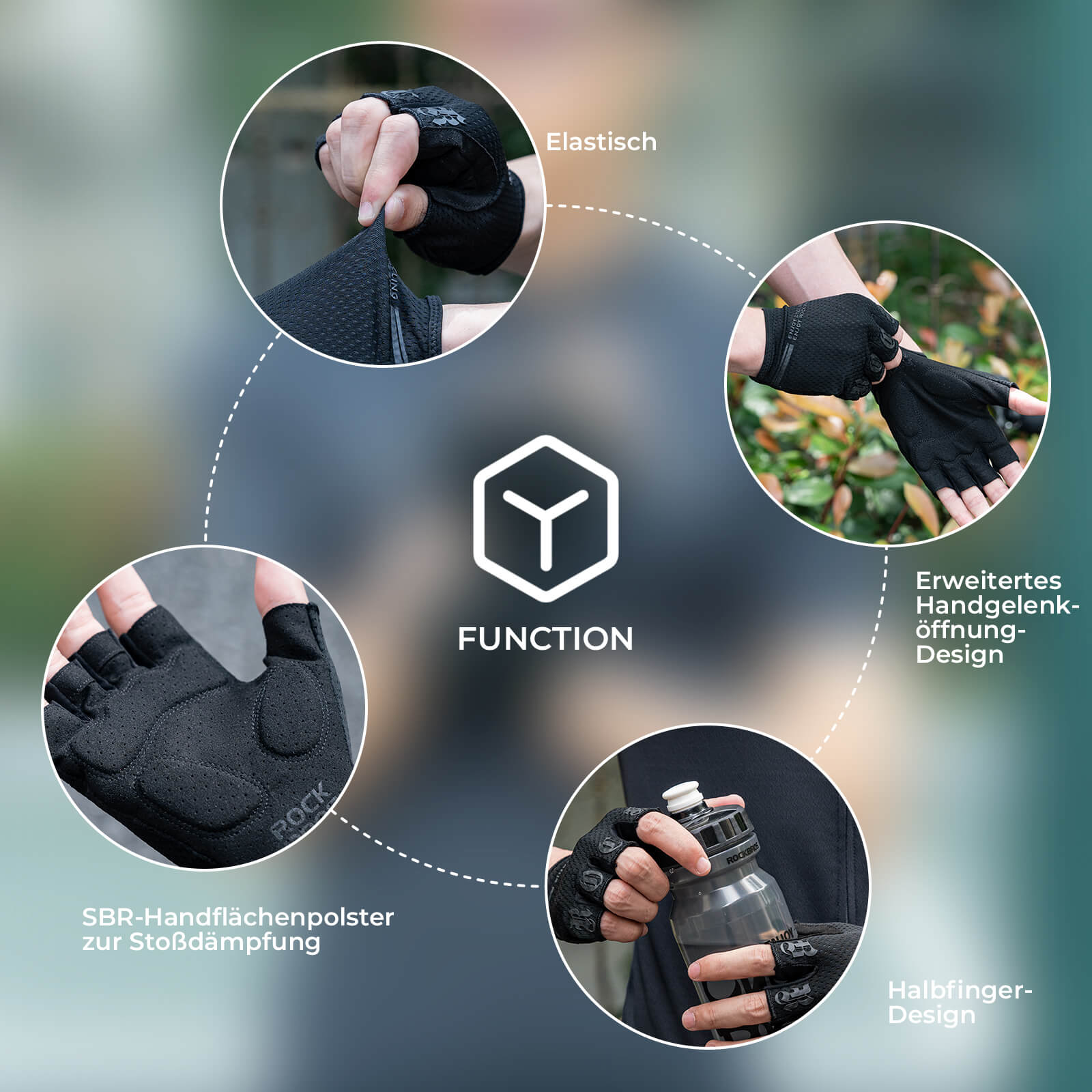 ROCKBROS Fahrrad Handschuhe Halbfinger rutschfest Stoßdämpfende Sommer - Fahrradhandschuhe ROCKBROS - EU - NooMii