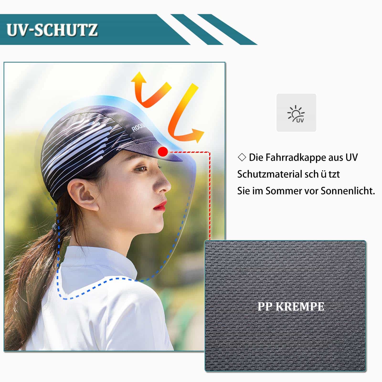 ROCKBROS Fahrrad Kappe UV - Schutz Sport Hut für Damen Herren 54 - 61 cm - Fahrrad Mütze ROCKBROS - EU - NooMii