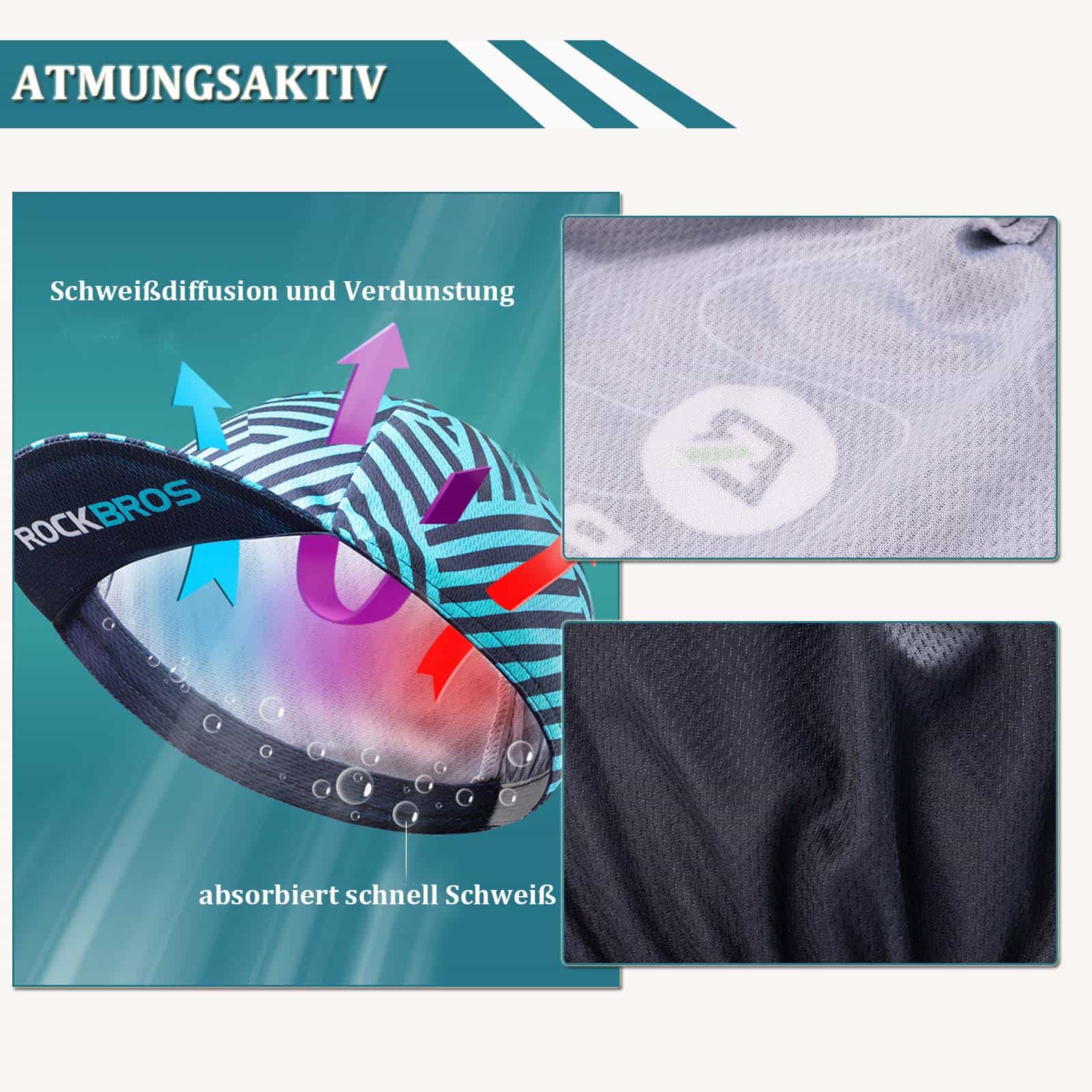 ROCKBROS Fahrrad Kappe UV - Schutz Sport Hut für Damen Herren 54 - 61 cm - Fahrrad Mütze ROCKBROS - EU - NooMii