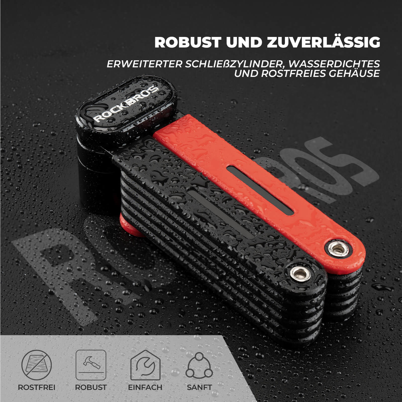 ROCKBROS Fahrrad Klapp - Fahrradschloss Robust Diebstahlschutz mit 2 Schlüsseln - Fahrradschloss ROCKBROS - EU - NooMii