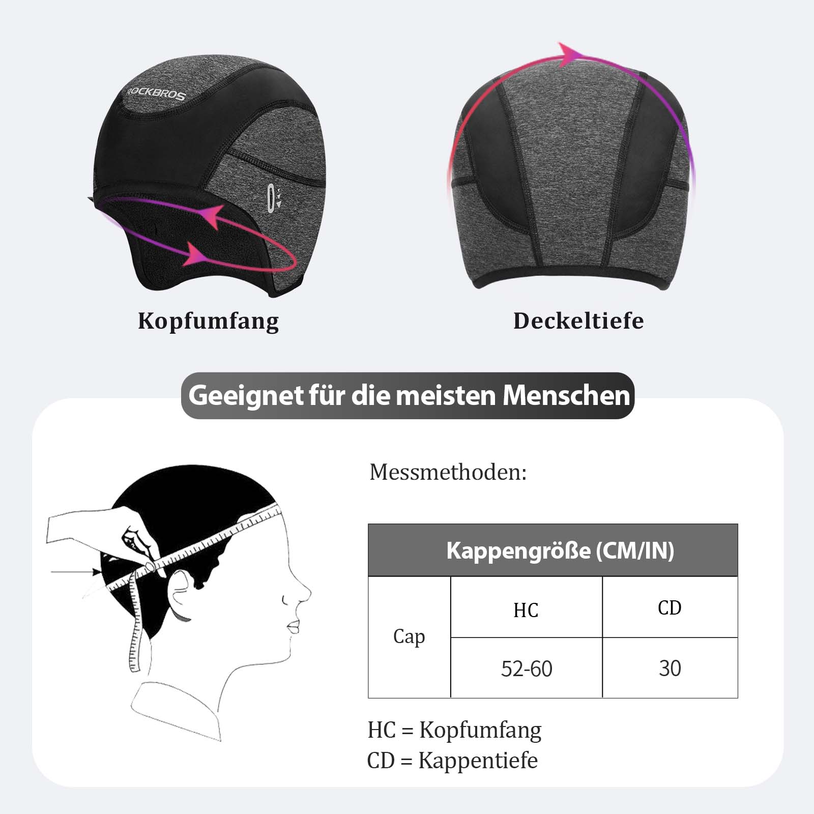 ROCKBROS Fahrrad Mütze Wintermütze mit Brille - Loch Winddicht Helmmütze - Fahrrad Mütze ROCKBROS - EU - NooMii