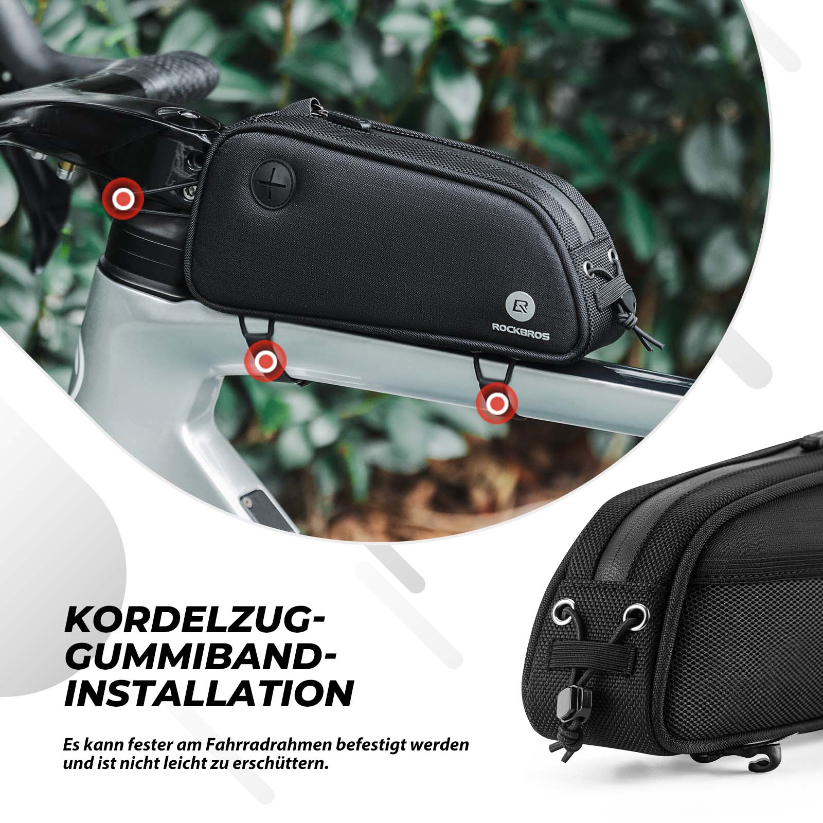 ROCKBROS Fahrrad Rahmentasche 1.3L MTB Oberrohrtasche Schwarz - Fahrradtaschen ROCKBROS - EU - NooMii