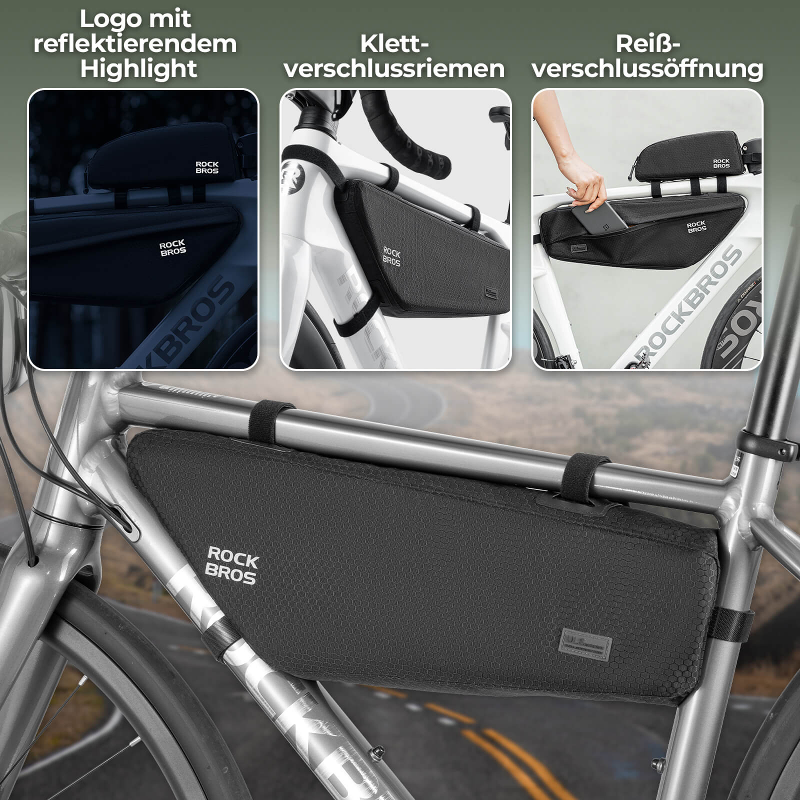 ROCKBROS Fahrrad Rahmentasche Dreiecktasche Wasserabweisend 2,9L Schwarz - Fahrradtaschen ROCKBROS - EU - NooMii