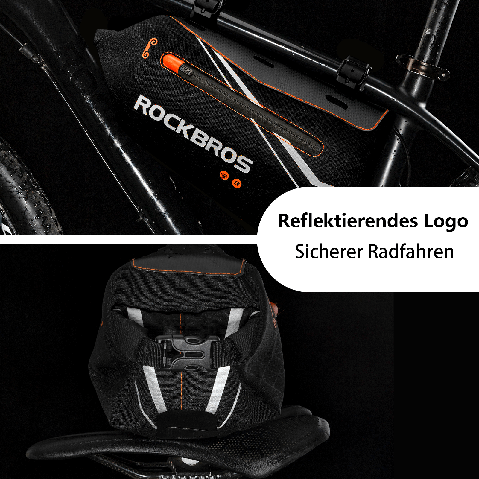 ROCKBROS Fahrrad Rahmentasche wasserdichte Dreiecktasche 3,5L Schwarz - Fahrradtaschen ROCKBROS - EU - NooMii