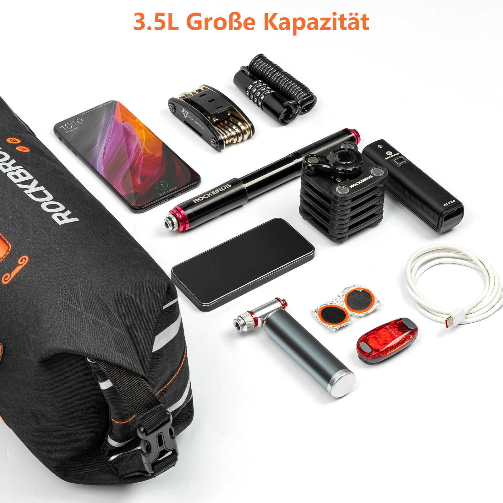 ROCKBROS Fahrrad Rahmentasche wasserdichte Dreiecktasche 3,5L Schwarz - Fahrradtaschen ROCKBROS - EU - NooMii