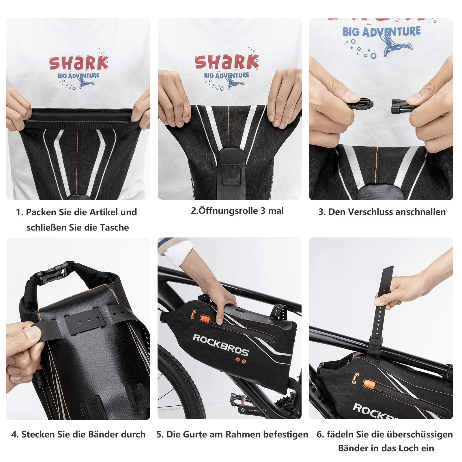 ROCKBROS Fahrrad Rahmentasche wasserdichte Dreiecktasche 3,5L Schwarz - Fahrradtaschen ROCKBROS - EU - NooMii