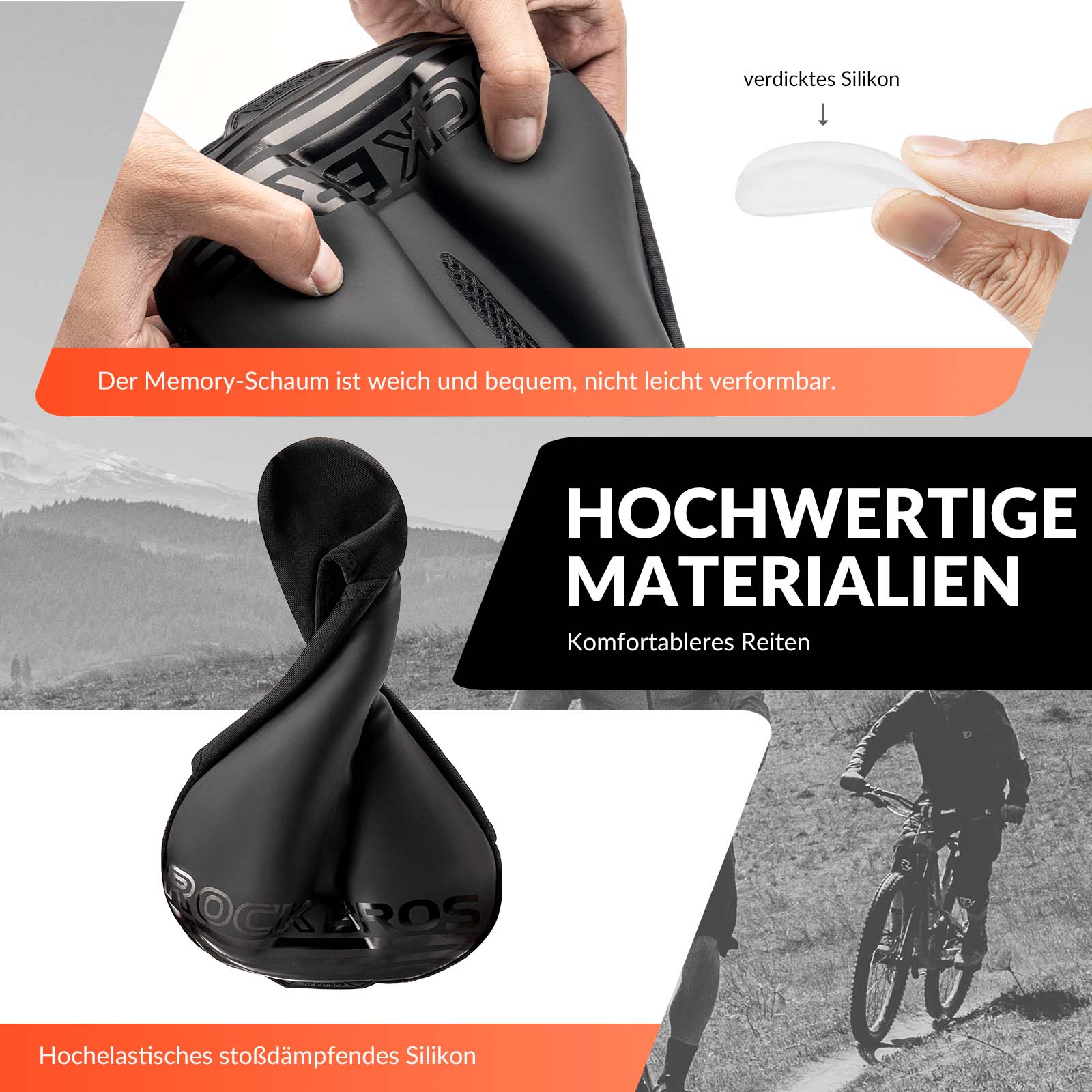 ROCKBROS Fahrrad Sattelbezug Gel Gepolsterter Weicher Fahrradsitz Bezug - Fahrradsattel ROCKBROS - EU - NooMii