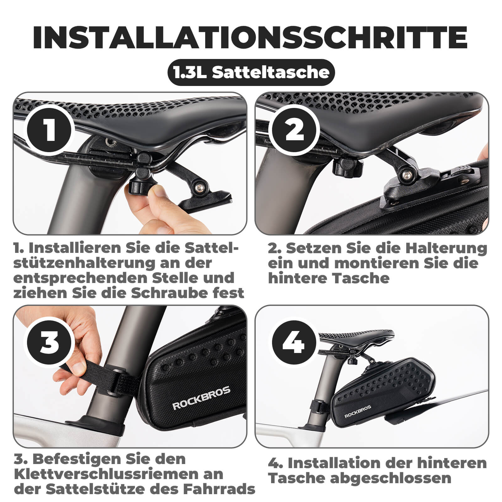 ROCKBROS Fahrrad Satteltasche mit Schutzblech Wasserabweisend 1,3L/0.8L - Fahrradtaschen ROCKBROS - EU - NooMii