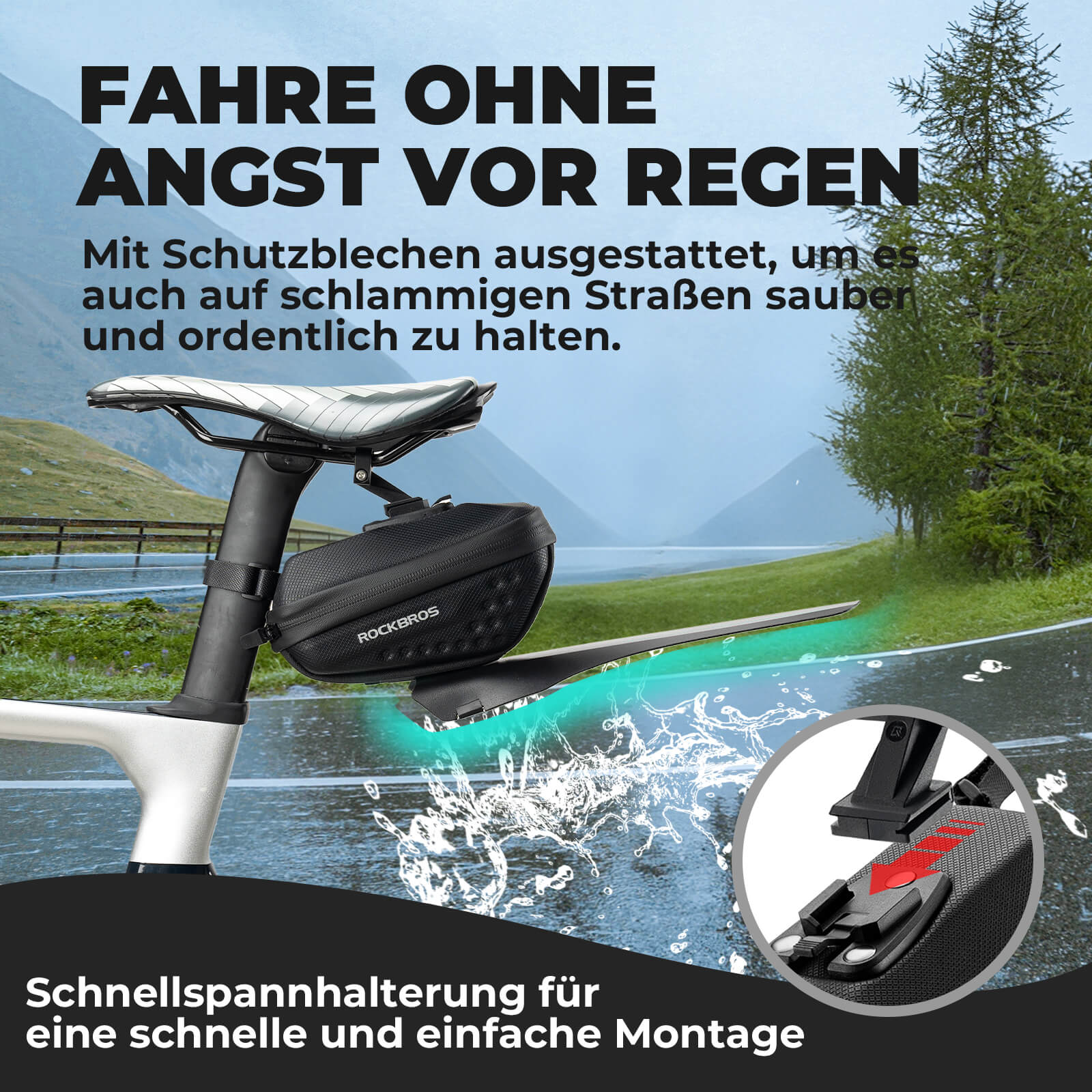 ROCKBROS Fahrrad Satteltasche mit Schutzblech Wasserabweisend 1,3L/0.8L - Fahrradtaschen ROCKBROS - EU - NooMii