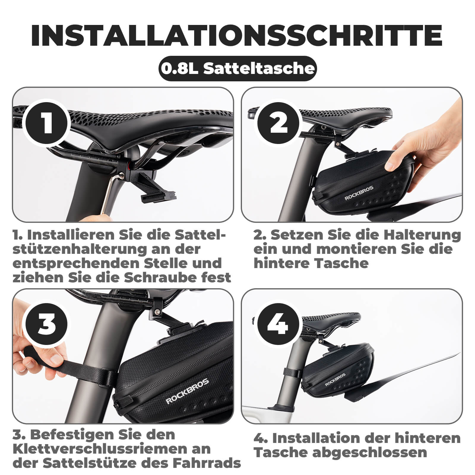 ROCKBROS Fahrrad Satteltasche mit Schutzblech Wasserabweisend 1,3L/0.8L - Fahrradtaschen ROCKBROS - EU - NooMii