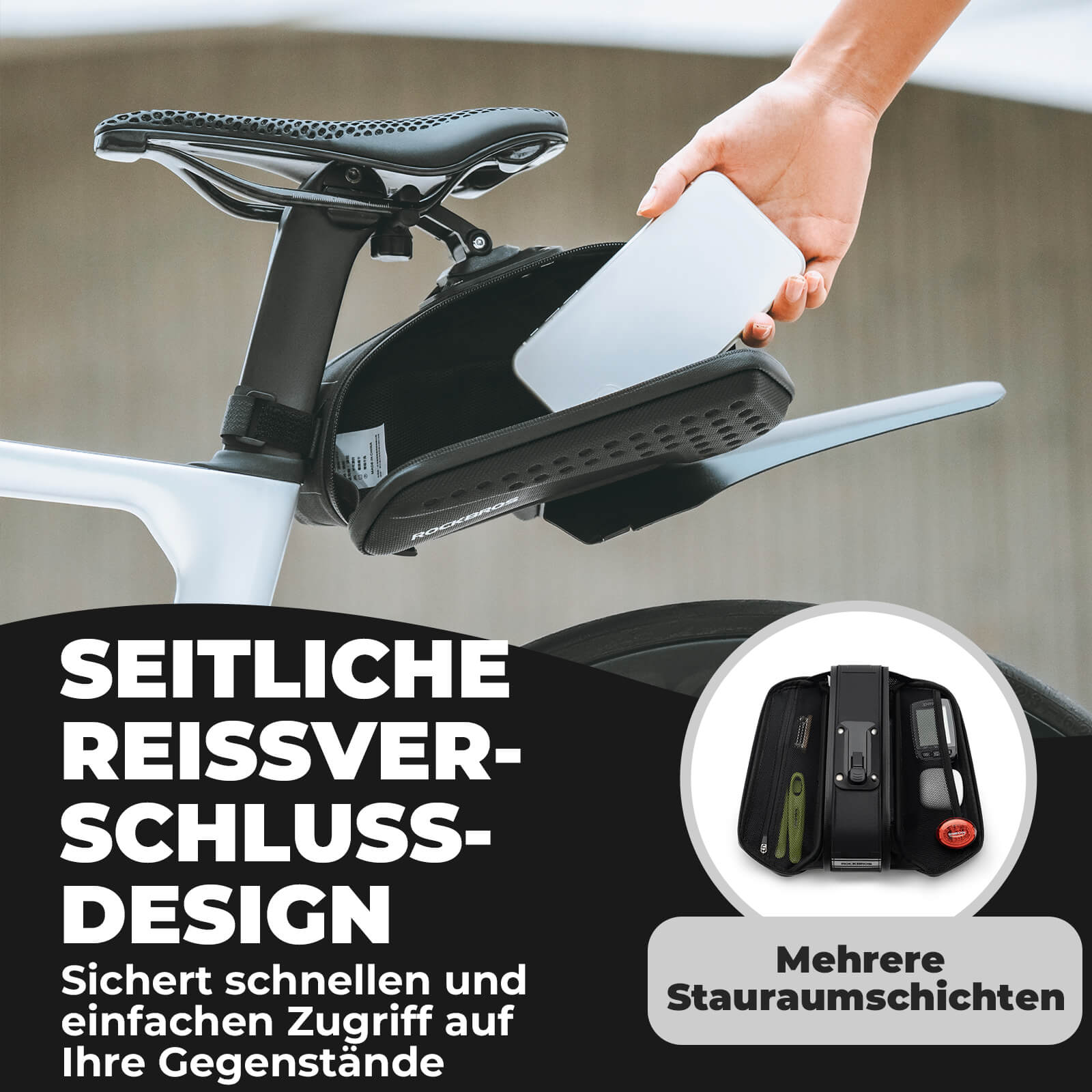 ROCKBROS Fahrrad Satteltasche mit Schutzblech Wasserabweisend 1,3L/0.8L - Fahrradtaschen ROCKBROS - EU - NooMii