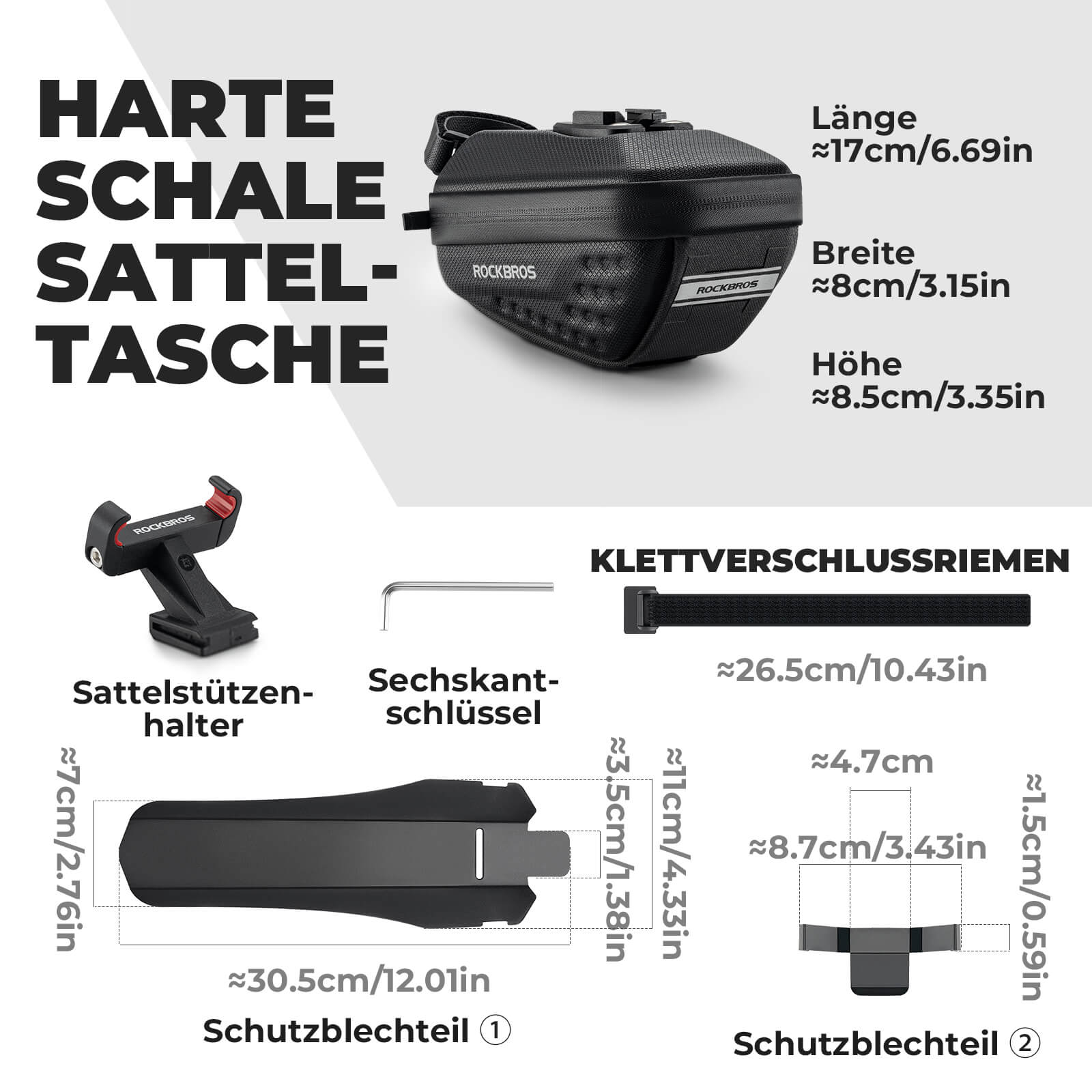 ROCKBROS Fahrrad Satteltasche mit Schutzblech Wasserabweisend 1,3L/0.8L - Fahrradtaschen ROCKBROS - EU - NooMii