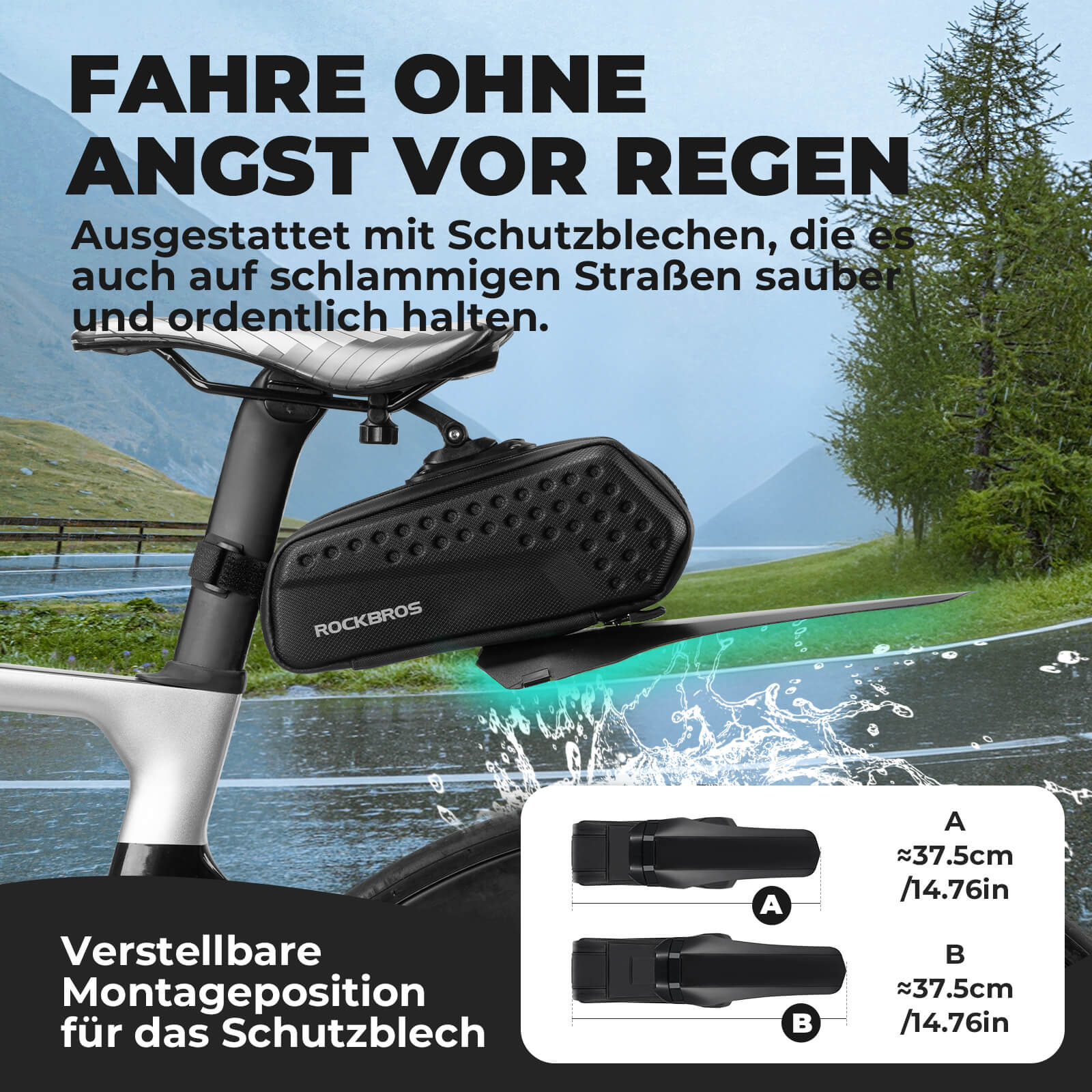 ROCKBROS Fahrrad Satteltasche mit Schutzblech Wasserabweisend 1,3L/0.8L - Fahrradtaschen ROCKBROS - EU - NooMii