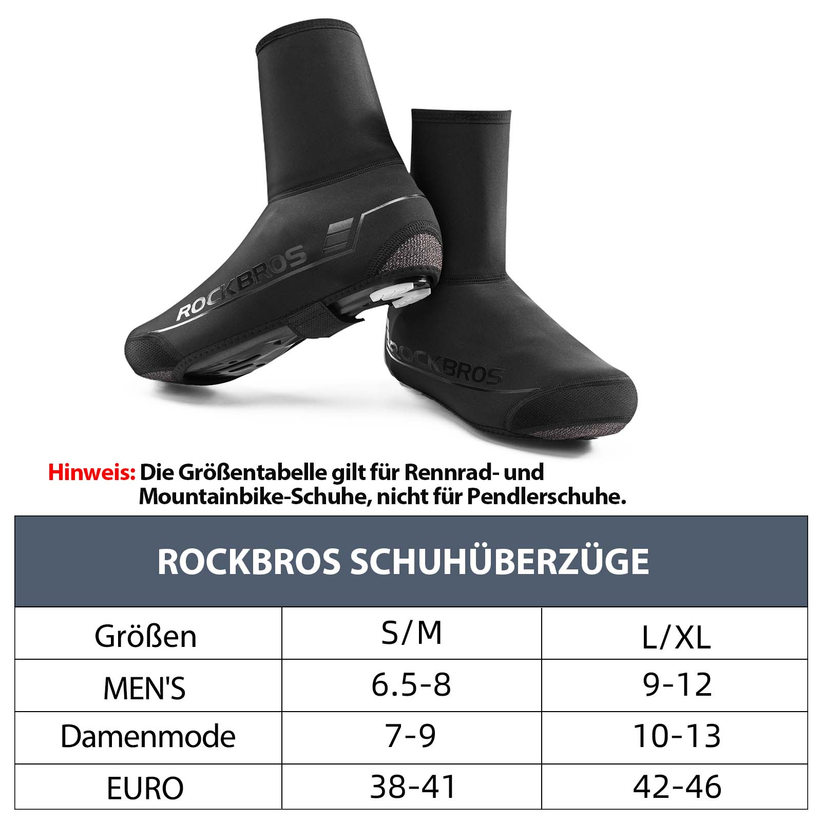 ROCKBROS Fahrrad Überschuhe Winter warm Überzieher für Radsport Schwarz - Fahrrad Überschuhe ROCKBROS - EU - NooMii