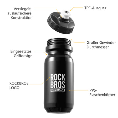 ROCKBROS Fahrrad Wasserflasche 600ml Trinkflasche BPA - Frei Auslaufsichere Flasche - Fahrradflasche ROCKBROS - EU - NooMii