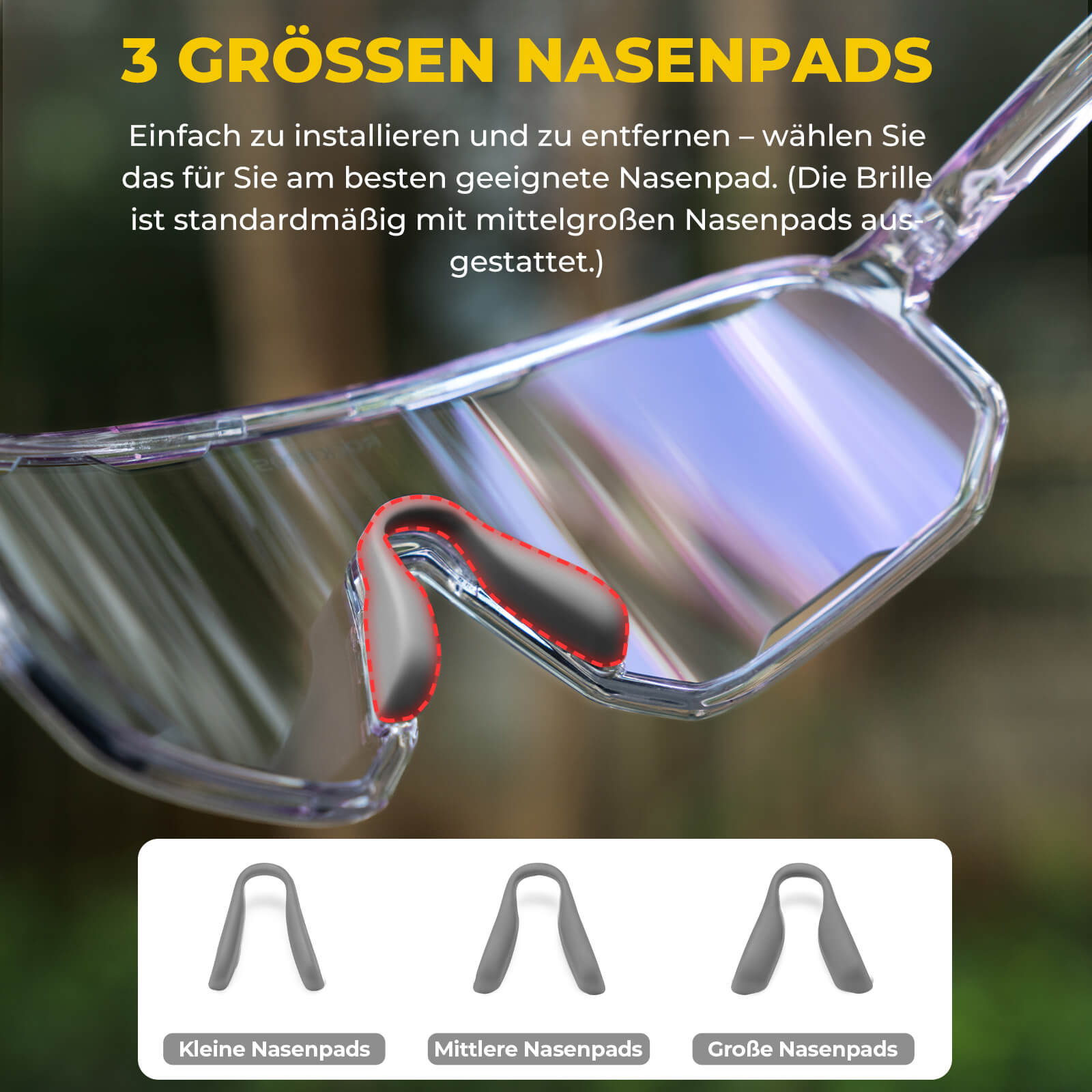 ROCKBROS Fahrradbrille Polarisierte Sonnenbrille UV - Schutz Wechsel - Nasenpads Damen/Herren - Fahrradbrille ROCKBROS - EU - NooMii