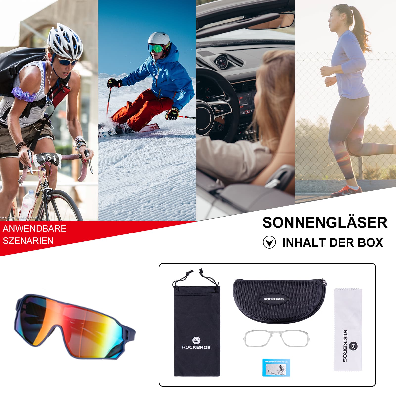 ROCKBROS Fahrradbrille Polarisierte Sportsbrille mit UV - Schutz - Fahrradbrille ROCKBROS - EU - NooMii