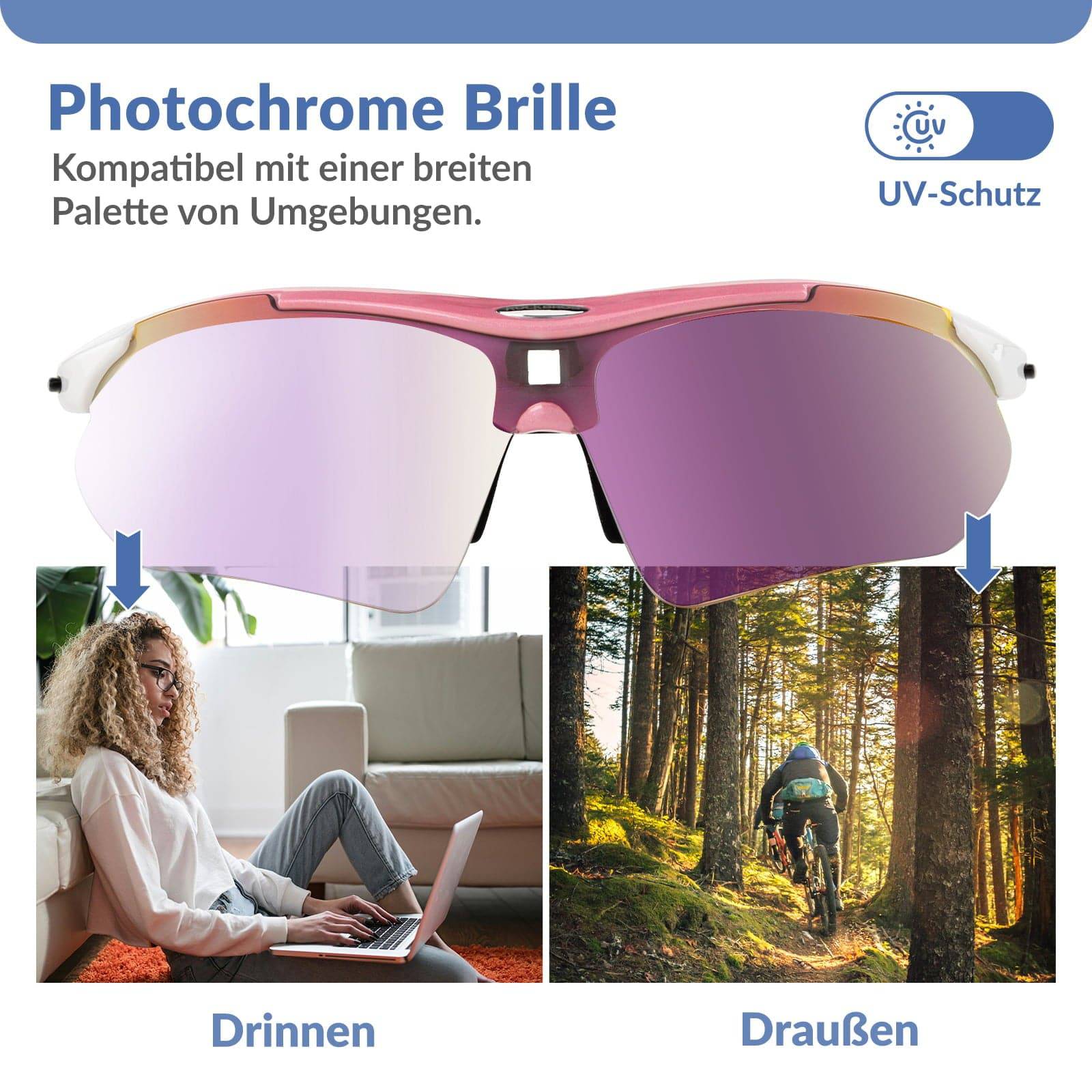 ROCKBROS Fahrradbrille Selbsttönend Brille Sonnenbrille UV 400 Schutz - Fahrradbrille ROCKBROS - EU - NooMii