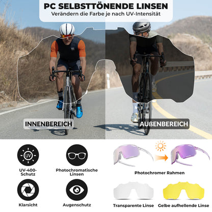 ROCKBROS Fahrradbrille Selbsttönende Sonnenbrille UV - Schutz Wechsel - Nasenpads Damen/Herren - Fahrradbrille ROCKBROS - EU - NooMii
