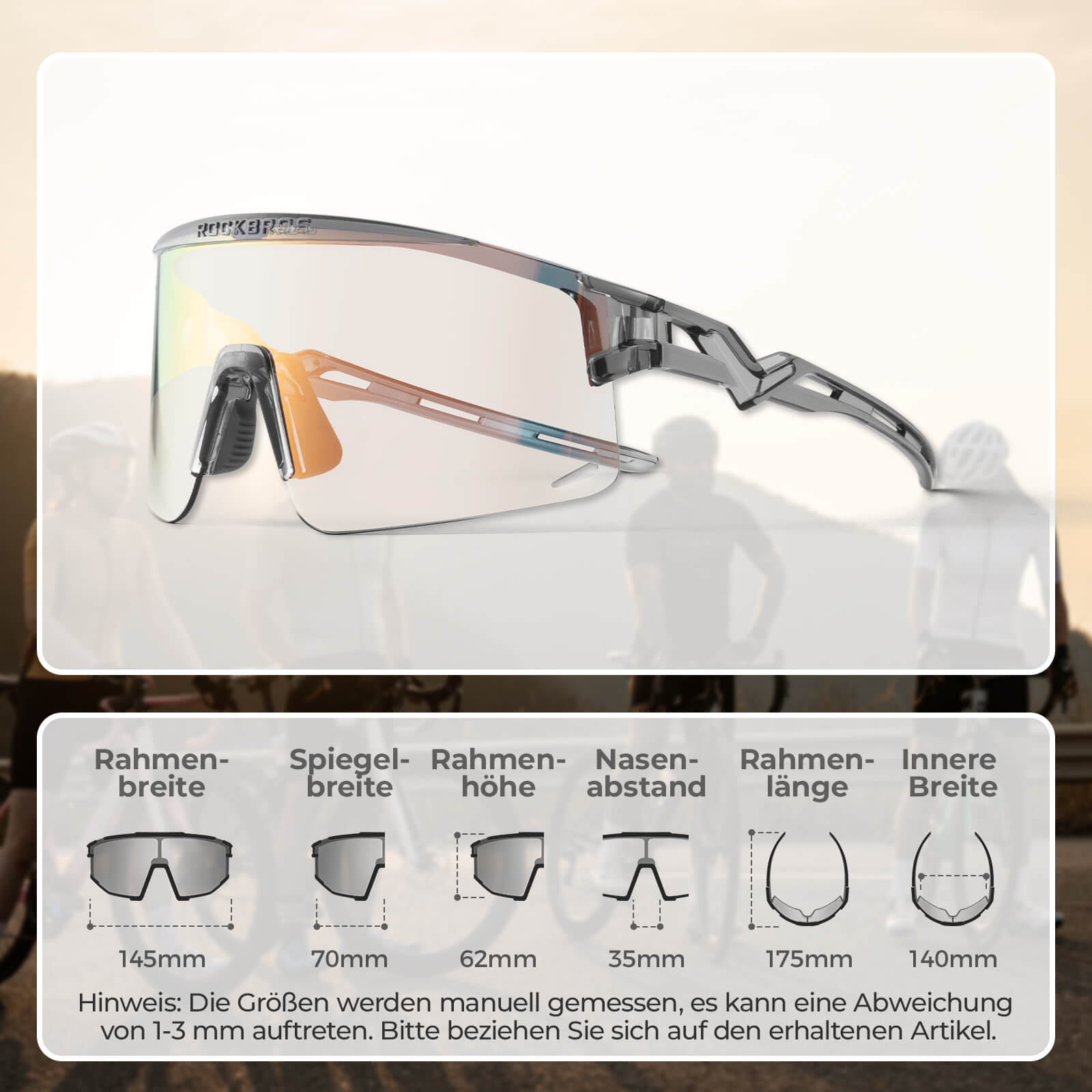 ROCKBROS Fahrradbrille Selbsttönend/Polarisiert Antibeschlag Winddicht UV - Schutz - Fahrradbrille ROCKBROS - EU - NooMii