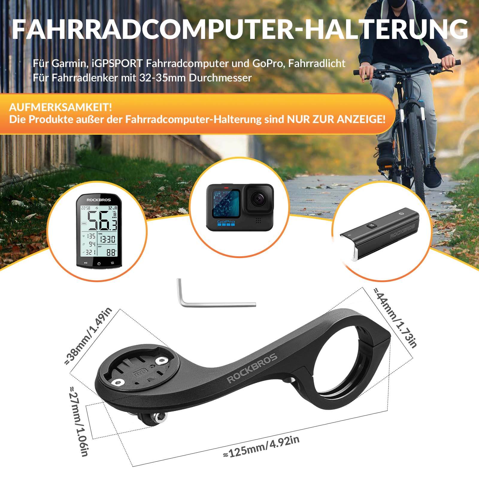 ROCKBROS Fahrradcomputer Halterung Kompatibel mit Garmin/iGPSPORT für Lenker 32 - 35mm - Fahrrad Handyhalterung ROCKBROS - EU - NooMii